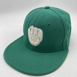 Milwaukee Brewers Hat Green‎ Fitted Hat Cap Size 7 City Hunter St. Patricks Day